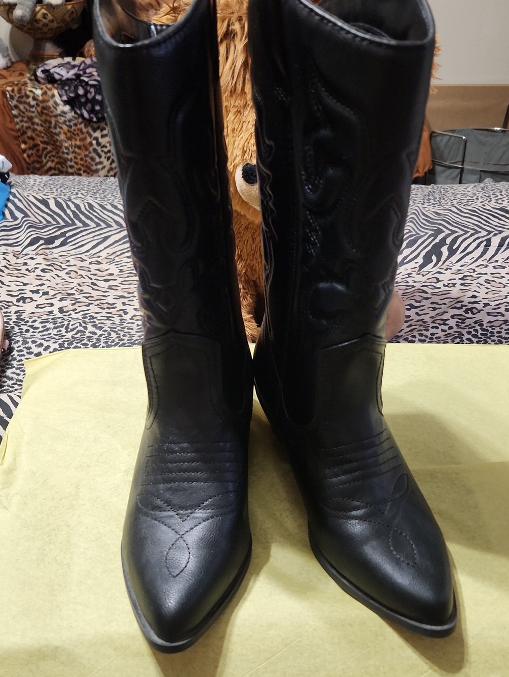 Soda Black Western-Style Heeled Boots